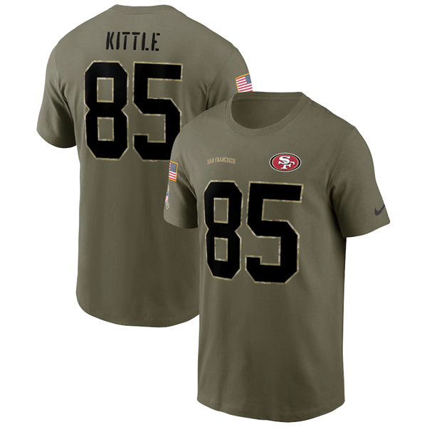 Men's San Francisco 49ers #85 George Kittle 2022 Olive Salute to Service T-Shirt Men's San Francisco 49ers #85 George Kittle 2022 Olive Salute to Service T-Shirt